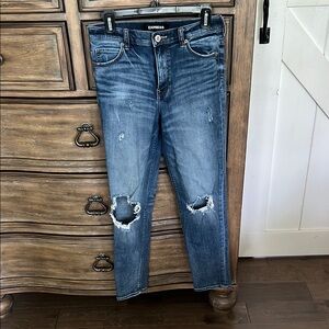 Express Ripped Denim Jeans in Dark Blue